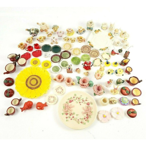 Unbranded Other - Mini Doll House Resin Tea Time Lot of 88 Pieces